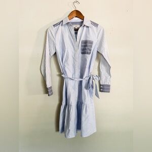 Loft Striped Flounce Shirtdress size small nwt